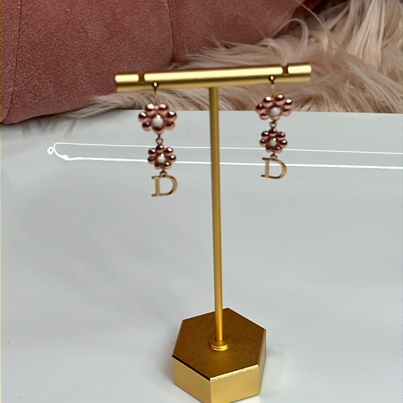 DIOR VINTAGE FLOWER DROP EARRINGS - Picture 1 of 5